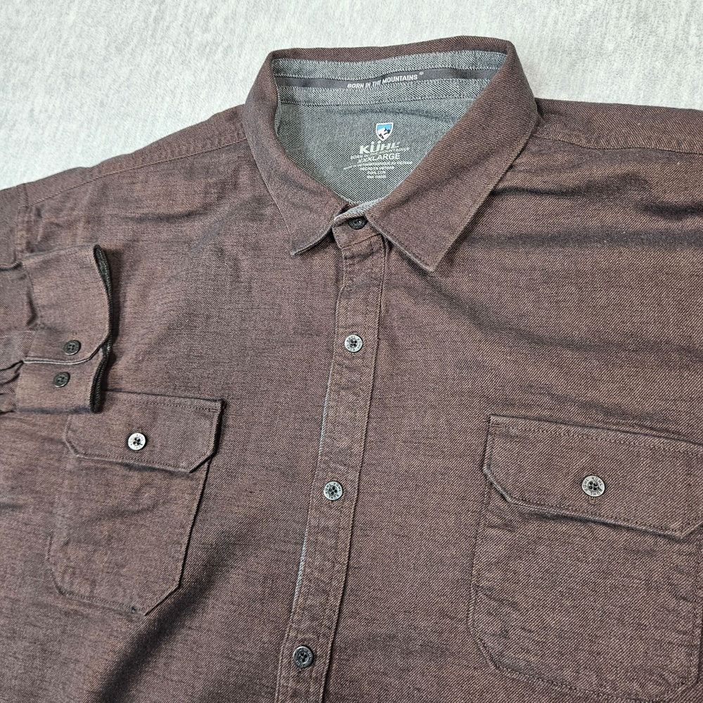 Kuhl Shirt Mens 3XL Brown Flannel Button-Up Long Sleeve Pockets Regular Fit